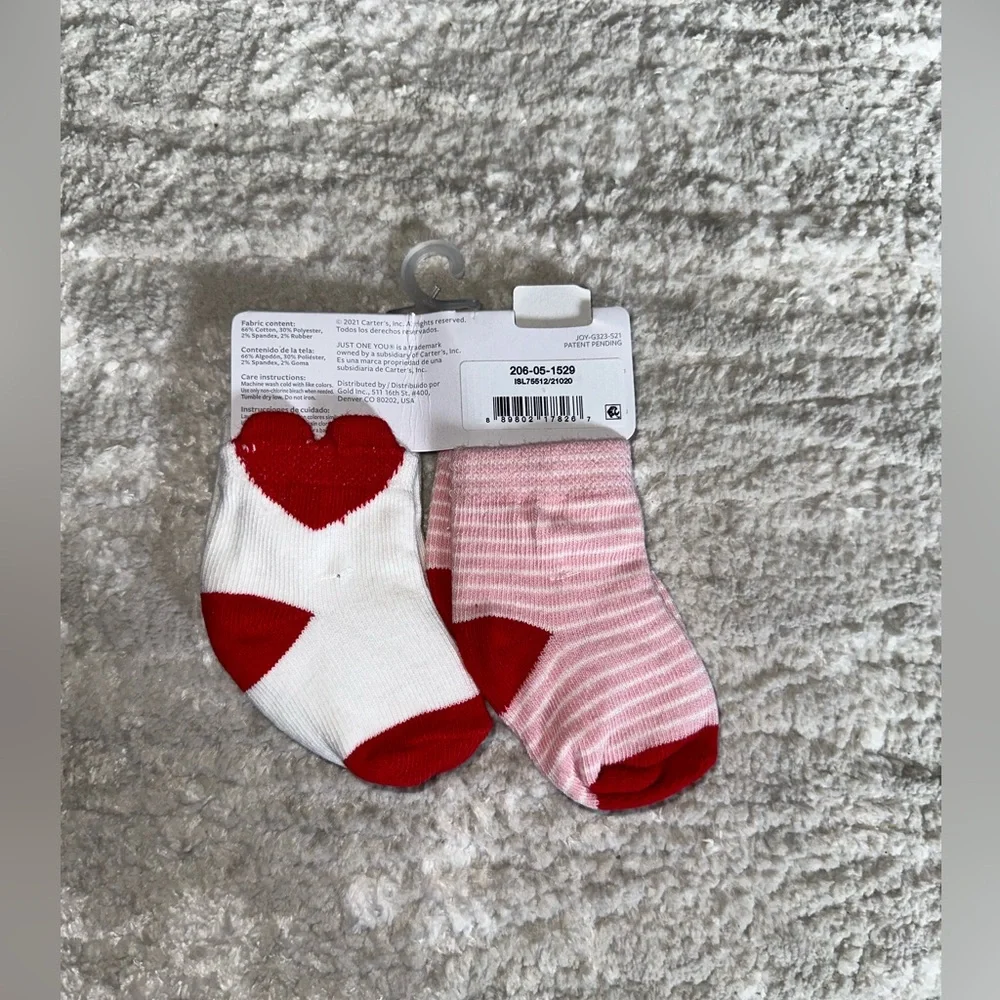 Infant Carter's 2pk Valentine's Day Heart Crew Socks 0-6M
